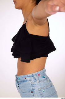 Jimena black ruffled crop top casual dressed upper body 0003.jpg